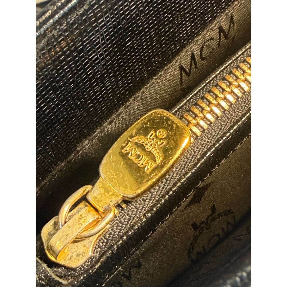 Vintage MCM Black Textured Leather Studded Shoulder Tote Bag Michael Cromer Era - Picture 13 of 13
